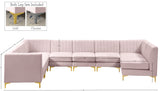 Alina Velvet / Engineered Wood / Metal / Foam Contemporary Pink Velvet Modular Sectional - 119" W x 119" D x 31" H