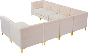 Alina Velvet / Engineered Wood / Metal / Foam Contemporary Pink Velvet Modular Sectional - 119" W x 119" D x 31" H