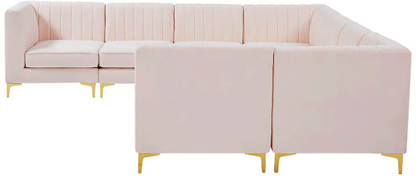 Alina Velvet / Engineered Wood / Metal / Foam Contemporary Pink Velvet Modular Sectional - 119" W x 119" D x 31" H