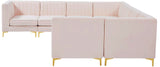 Alina Velvet / Engineered Wood / Metal / Foam Contemporary Pink Velvet Modular Sectional - 119" W x 119" D x 31" H