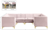 Alina Velvet / Engineered Wood / Metal / Foam Contemporary Pink Velvet Modular Sectional - 119" W x 93" D x 31" H