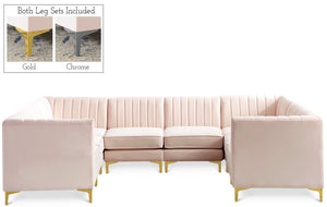 Alina Velvet / Engineered Wood / Metal / Foam Contemporary Pink Velvet Modular Sectional - 119" W x 93" D x 31" H