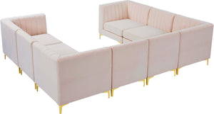Alina Velvet / Engineered Wood / Metal / Foam Contemporary Pink Velvet Modular Sectional - 119" W x 93" D x 31" H