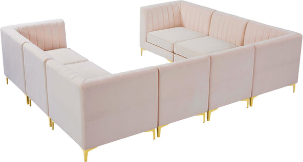 Alina Velvet / Engineered Wood / Metal / Foam Contemporary Pink Velvet Modular Sectional - 119" W x 93" D x 31" H