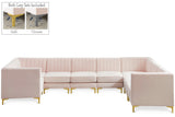 Alina Velvet / Engineered Wood / Metal / Foam Contemporary Pink Velvet Modular Sectional - 145" W x 93" D x 31" H