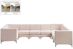Alina Velvet / Engineered Wood / Metal / Foam Contemporary Pink Velvet Modular Sectional - 145" W x 93" D x 31" H