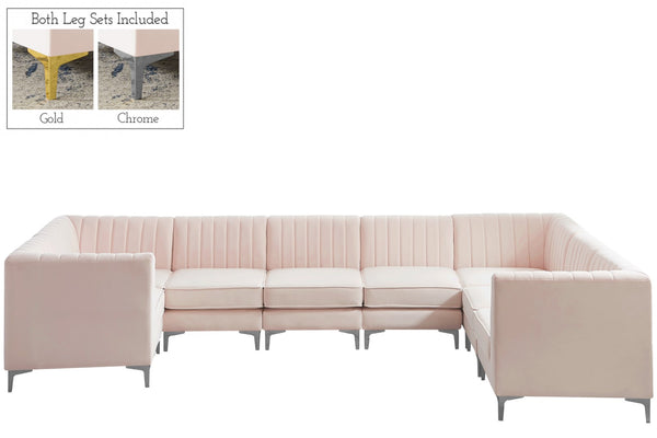 Alina Velvet / Engineered Wood / Metal / Foam Contemporary Pink Velvet Modular Sectional - 145" W x 93" D x 31" H