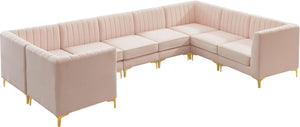 Alina Velvet / Engineered Wood / Metal / Foam Contemporary Pink Velvet Modular Sectional - 145" W x 93" D x 31" H