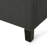 Noble House Dante Fully-Upholstered Traditional King-Sized Bed Frame, Dark Gray