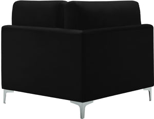 Julia Velvet / Engineered Wood / Metal / Foam Contemporary Black Velvet Modular Corner Chair - 37.5" W x 37.5" D x 33" H