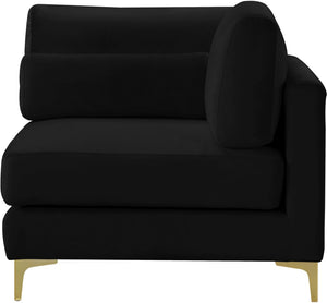 Julia Velvet / Engineered Wood / Metal / Foam Contemporary Black Velvet Modular Corner Chair - 37.5" W x 37.5" D x 33" H