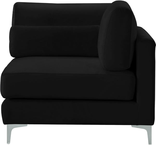 Julia Velvet / Engineered Wood / Metal / Foam Contemporary Black Velvet Modular Corner Chair - 37.5" W x 37.5" D x 33" H