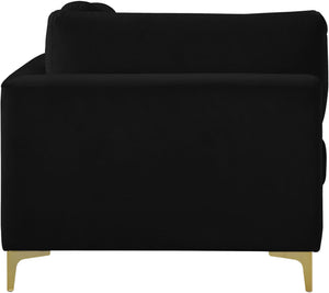 Julia Velvet / Engineered Wood / Metal / Foam Contemporary Black Velvet Modular Corner Chair - 37.5" W x 37.5" D x 33" H