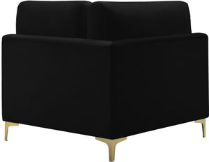 Julia Velvet / Engineered Wood / Metal / Foam Contemporary Black Velvet Modular Corner Chair - 37.5" W x 37.5" D x 33" H