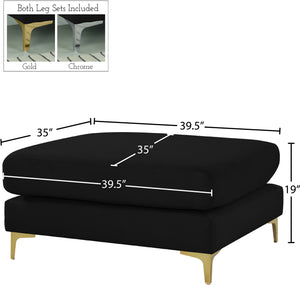 Julia Velvet / Engineered Wood / Metal / Foam Contemporary Black Velvet Modular Ottoman - 35" W x 39.5" D x 19" H