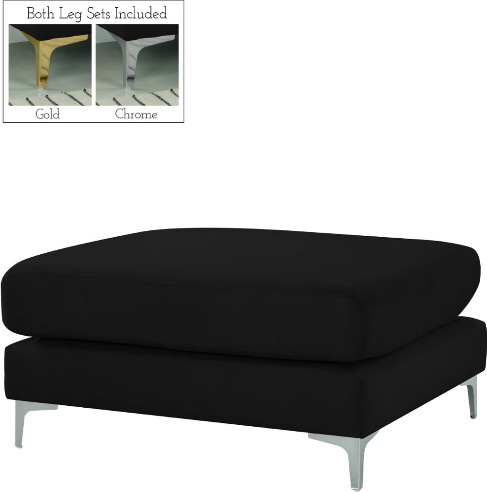 Julia Velvet / Engineered Wood / Metal / Foam Contemporary Black Velvet Modular Ottoman - 35" W x 39.5" D x 19" H