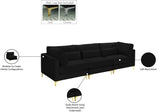 Julia Velvet / Engineered Wood / Metal / Foam Contemporary Black Velvet Modular Sofa (3 Boxes) - 108.5" W x 37.5" D x 33" H