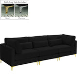 Julia Velvet / Engineered Wood / Metal / Foam Contemporary Black Velvet Modular Sofa (3 Boxes) - 108.5" W x 37.5" D x 33" H