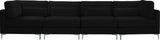 Julia Velvet / Engineered Wood / Metal / Foam Contemporary Black Velvet Modular Sofa (4 Boxes) - 142" W x 37.5" D x 33" H