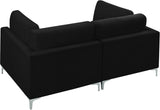 Julia Velvet / Engineered Wood / Metal / Foam Contemporary Black Velvet Modular Sofa - 75" W x 37.5" D x 33" H