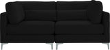 Julia Velvet / Engineered Wood / Metal / Foam Contemporary Black Velvet Modular Sofa - 75" W x 37.5" D x 33" H