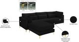 Julia Velvet / Engineered Wood / Metal / Foam Contemporary Black Velvet Modular Sectional (4 Boxes) - 108.5" W x 77" D x 33" H