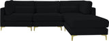 Julia Velvet / Engineered Wood / Metal / Foam Contemporary Black Velvet Modular Sectional (4 Boxes) - 108.5" W x 77" D x 33" H