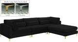 Julia Velvet / Engineered Wood / Metal / Foam Contemporary Black Velvet Modular Sectional (4 Boxes) - 108.5" W x 77" D x 33" H