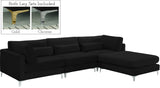 Julia Velvet / Engineered Wood / Metal / Foam Contemporary Black Velvet Modular Sectional (4 Boxes) - 108.5" W x 77" D x 33" H