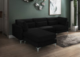 Julia Velvet / Engineered Wood / Metal / Foam Contemporary Black Velvet Modular Sectional (4 Boxes) - 108.5" W x 77" D x 33" H