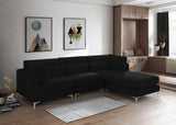 Julia Velvet / Engineered Wood / Metal / Foam Contemporary Black Velvet Modular Sectional (4 Boxes) - 108.5" W x 77" D x 33" H