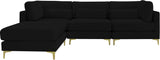 Julia Velvet / Engineered Wood / Metal / Foam Contemporary Black Velvet Modular Sectional (4 Boxes) - 108.5" W x 77" D x 33" H