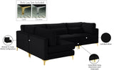 Julia Velvet / Engineered Wood / Metal / Foam Contemporary Black Velvet Modular Sectional (4 Boxes) - 108.5" W x 71" D x 33" H