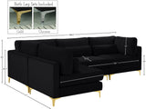 Julia Velvet / Engineered Wood / Metal / Foam Contemporary Black Velvet Modular Sectional (4 Boxes) - 108.5" W x 71" D x 33" H