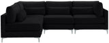 Julia Velvet / Engineered Wood / Metal / Foam Contemporary Black Velvet Modular Sectional (4 Boxes) - 108.5" W x 71" D x 33" H