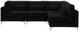 Julia Velvet / Engineered Wood / Metal / Foam Contemporary Black Velvet Modular Sectional (4 Boxes) - 108.5" W x 71" D x 33" H