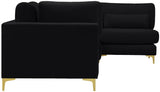 Julia Velvet / Engineered Wood / Metal / Foam Contemporary Black Velvet Modular Sectional (4 Boxes) - 108.5" W x 71" D x 33" H