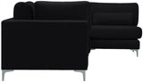 Julia Velvet / Engineered Wood / Metal / Foam Contemporary Black Velvet Modular Sectional (4 Boxes) - 108.5" W x 71" D x 33" H