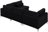 Julia Velvet / Engineered Wood / Metal / Foam Contemporary Black Velvet Modular Sectional (4 Boxes) - 108.5" W x 71" D x 33" H