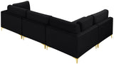 Julia Velvet / Engineered Wood / Metal / Foam Contemporary Black Velvet Modular Sectional (4 Boxes) - 108.5" W x 71" D x 33" H