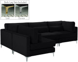 Julia Velvet / Engineered Wood / Metal / Foam Contemporary Black Velvet Modular Sectional (4 Boxes) - 108.5" W x 71" D x 33" H