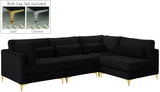 Julia Velvet / Engineered Wood / Metal / Foam Contemporary Black Velvet Modular Sectional (4 Boxes) - 108.5" W x 71" D x 33" H