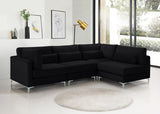 Julia Velvet / Engineered Wood / Metal / Foam Contemporary Black Velvet Modular Sectional (4 Boxes) - 108.5" W x 71" D x 33" H