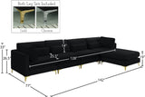 Julia Velvet / Engineered Wood / Metal / Foam Contemporary Black Velvet Modular Sectional (5 Boxes) - 142" W x 77" D x 33" H