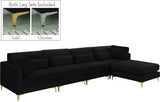 Julia Velvet / Engineered Wood / Metal / Foam Contemporary Black Velvet Modular Sectional (5 Boxes) - 142" W x 77" D x 33" H