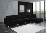 Julia Velvet / Engineered Wood / Metal / Foam Contemporary Black Velvet Modular Sectional (5 Boxes) - 142" W x 77" D x 33" H