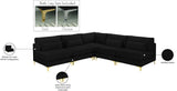 Julia Velvet / Engineered Wood / Metal / Foam Contemporary Black Velvet Modular Sectional (5 Boxes) - 104.5" W x 112.5" D x 33" H