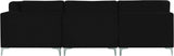 Julia Velvet / Engineered Wood / Metal / Foam Contemporary Black Velvet Modular Sectional (5 Boxes) - 104.5" W x 112.5" D x 33" H