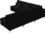 Julia Velvet / Engineered Wood / Metal / Foam Contemporary Black Velvet Modular Sectional (5 Boxes) - 104.5" W x 112.5" D x 33" H