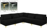 Julia Velvet / Engineered Wood / Metal / Foam Contemporary Black Velvet Modular Sectional (5 Boxes) - 104.5" W x 112.5" D x 33" H